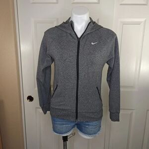 Girls' Nike Dr-Fit stretch gray zip front hoodie jacket sz L